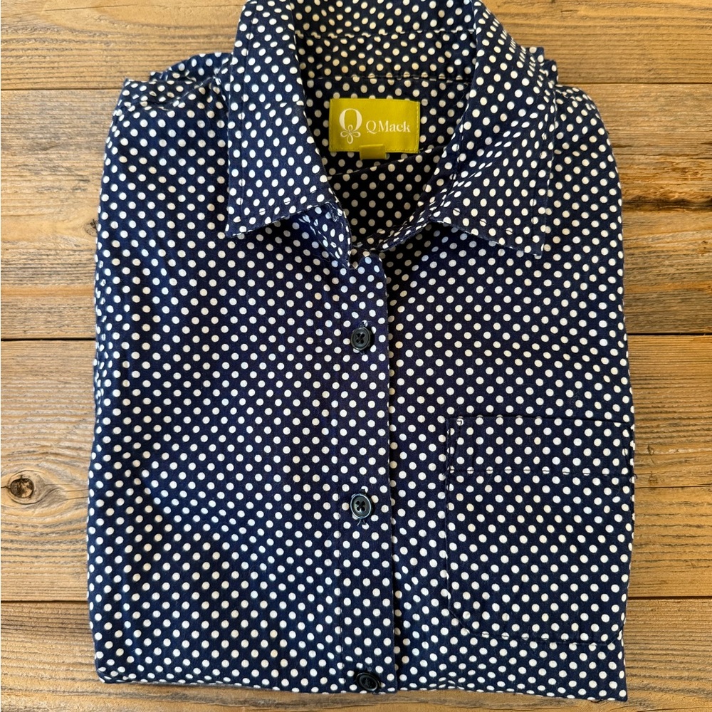 QMack Dark Blue and White Polka Dot Shirt